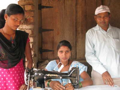 Womenfolk of Ransai working at the sewing machines